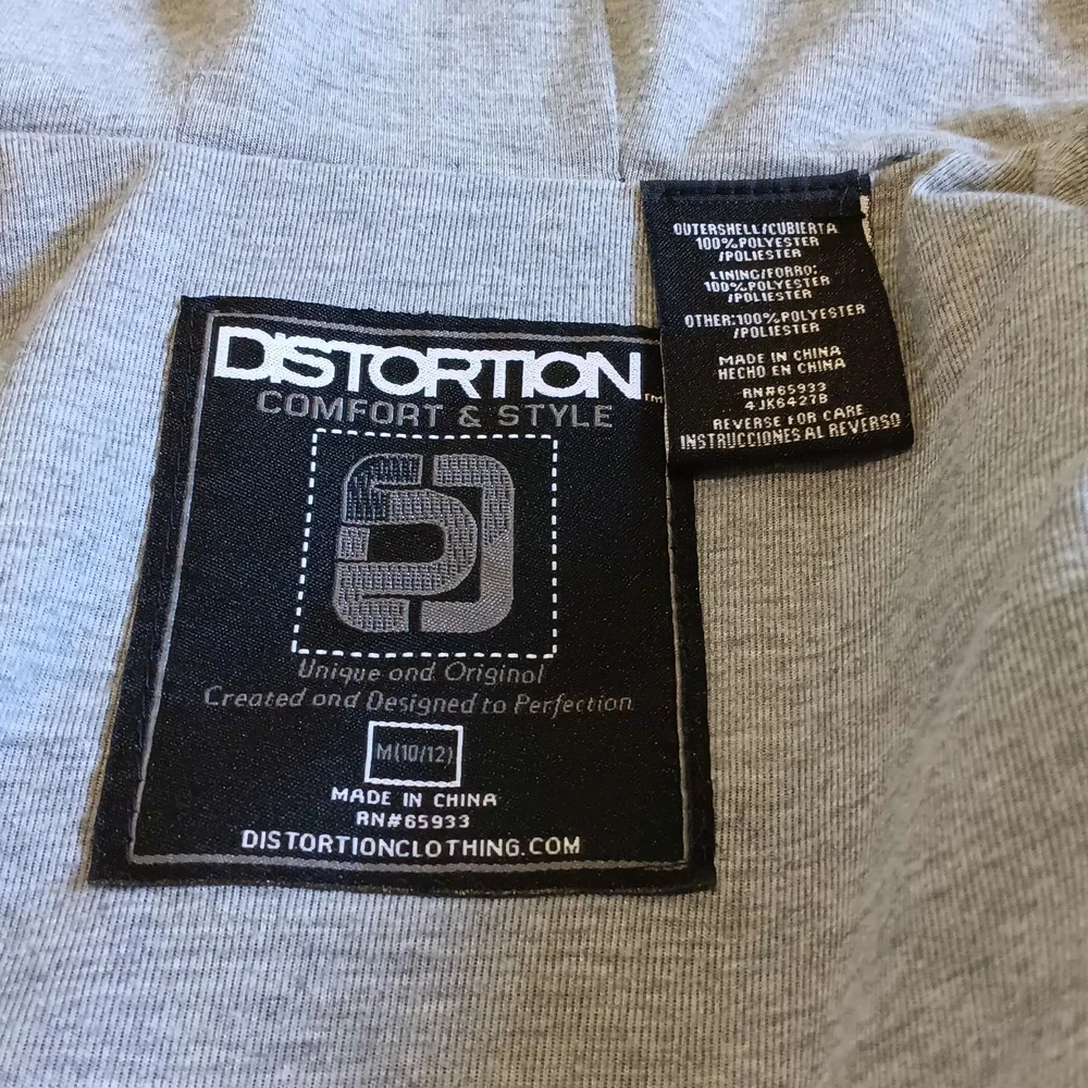 Distortion Kids Sz 10/12 Black and Gray Camo Hooded Windbreaker Jacket